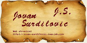Jovan Šurdilović vizit kartica